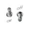 Set 3d metal toggle switches, realistic chrome objects. The On and off. Silver or steel switcher design. Vector illustration