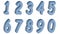 Set of 3D numbers. Blue comics style in white background. Isolated, easy to use.