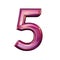 Set of 3d numbers made of pink metal, number five, 3d rendering