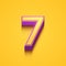 Set of 3d numbers on yellow background, 3d illustration, seven