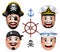 Set of 3D Realistic Face Head of Man Sailors like Pirates