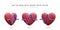 Set of 3d realistic red heart with blue pulse for medical apps and websites. Medical healthcare concept. Heart pulse, heartbeat