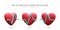 Set of 3d realistic red heart with blue pulse for medical apps and websites. Medical healthcare concept. Heart pulse, heartbeat
