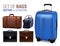 Set of 3D Realistic Traveling Bags and Briefcase for Design Elements