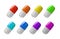 Set 3D render multi-colored pills