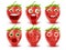 Set of 3d strawberry emoticons. Smileys emoticons.Vector image