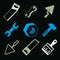 Set of 3d vector detailed tools, repair theme stylized graphic e