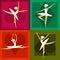 Set of 4 ballet dancers in colorful frames