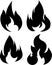 Set of 4 black fires for design or tattoo