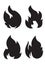 Set of 4 black fires for design or tattoo