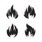 Set of 4 black fires for design or tattoo