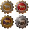 A set of 4 BULL metallic seals in platinum, gold red and multi color