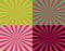Set of 4 colorful abstract striped rays from center backgrounds. Starburst textures.