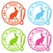 Set of 4 colorful logos of Easter offers on a white background