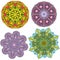 Set of 4 colorful round ornaments