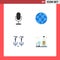 Set of 4 Commercial Flat Icons pack for audio, drop, microphone, location, jewelry