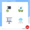 Set of 4 Commercial Flat Icons pack for belt, education, earth, leaf, connection