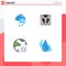 Set of 4 Commercial Flat Icons pack for cloud, network, bathroom scale, cloud, biology