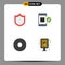 Set of 4 Commercial Flat Icons pack for defense, record, application, device, parking