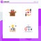 Set of 4 Commercial Flat Icons pack for desk, heart, laptop, user, book