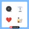 Set of 4 Commercial Flat Icons pack for devices, love, technology, park, approach
