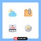 Set of 4 Commercial Flat Icons pack for sun, lock, content, file, no fire