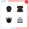 Set of 4 Commercial Solid Glyphs pack for cam, clock, call, form, timer