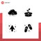 Set of 4 Commercial Solid Glyphs pack for cloud, power, data, ecology, arrows