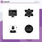 Set of 4 Commercial Solid Glyphs pack for e learning, graduation, atom, science, image