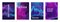 Set of 4 cover designs with abstract gradient shapes. Color flow illustration.