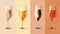Set Of 4 Diamond Champagne Wine Glasses - Editorial Illustrations