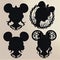 Set of 4 Hand-Drawn Minnie Mouse Head Silhouette Stickers, Made with Generative AI