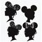 Set of 4 Hand-Drawn Minnie Mouse Head Silhouette Stickers, Made with Generative AI