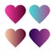 Set of 4 heart with colorful gradients