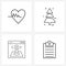Set of 4 Line Icon Signs and Symbols of heart; development; science; Christmas celebrations; idea