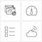 Set of 4 Line Icon Signs and Symbols of website setting; list; internet; performance; cloud