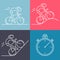 Set of 4 linear icons of cycling race stage types