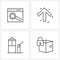 Set of 4 Modern Line Icons of browser, barrier, search, arrows, parking