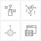 Set of 4 Modern Line Icons of candle; improved; valentine; bear; making