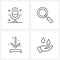 Set of 4 Modern Line Icons of chat, direction, microphone, glass, download