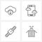 Set of 4 Modern Line Icons of downloading, time, cloud, avatar, hat