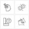 Set of 4 Modern Line Icons of puzzle, build, mind game, arrows, edit