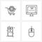 Set of 4 Modern Line Icons of shopping, home, e, learning, door