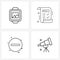 Set of 4 Modern Line Icons of smart watch, button, photo, delivery, astronomy