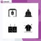 Set of 4 Modern UI Icons Symbols Signs for alert, light, church bell, building, traffic