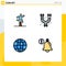 Set of 4 Modern UI Icons Symbols Signs for athlete, world, running, pipes, internet