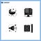 Set of 4 Modern UI Icons Symbols Signs for baby, loud, stroller, server, volume
