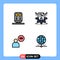 Set of 4 Modern UI Icons Symbols Signs for back, male, transportation, profile, user