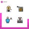 Set of 4 Modern UI Icons Symbols Signs for bulb, human, car, station, person