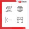 Set of 4 Modern UI Icons Symbols Signs for burner, start, spa, world, barrier